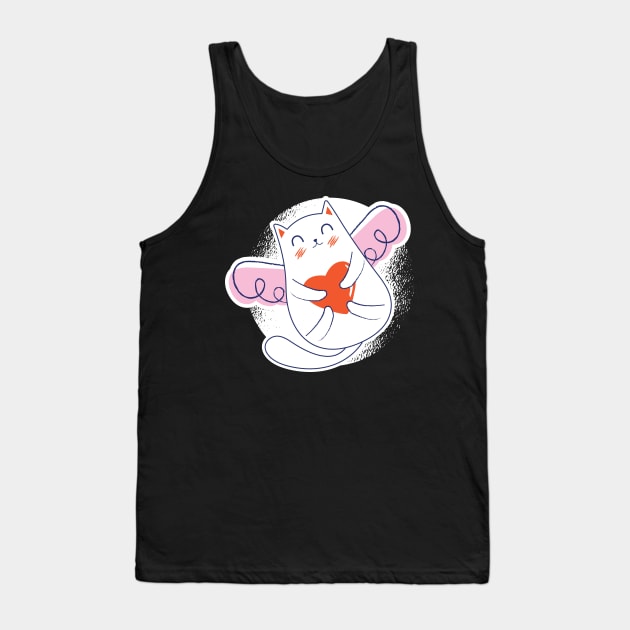 cat with wings and a heart Tank Top by H K F